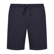 Elastische katoenen poplin relaxte fit shorts Hugo Boss , Blue , Heren