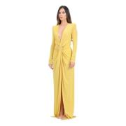 Gele Lange Jurk met Voor Split Elisabetta Franchi , Yellow , Dames