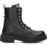 Meisjes Zwarte Leren Veterboots Develab , Black , Dames