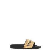 Geborduurd Logo Beige Sandalen Rubberen Zool Givenchy , Beige , Dames