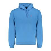 Blauwe hoodie met geborduurd logo Napapijri , Blue , Heren