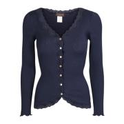 Navy Kant Cardigan Elegant Vrouwelijk Rosemunde , Blue , Dames