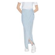 Blauwe Pinstripe Linnen Blend Kant Rok Vero Moda , Blue , Dames