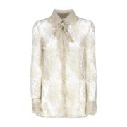 Kanten detailshirt in wit oker Valentino Garavani , Beige , Dames