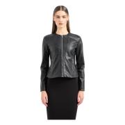 Urban Stijl Zwarte Leren Jas Armani Exchange , Black , Dames