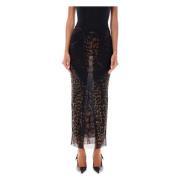 Luipaard Mesh Maxi Rok Aw24 Jean Paul Gaultier , Multicolor , Dames