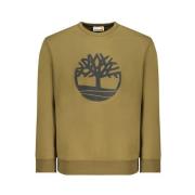 Groene Katoenen Sweatshirt met Logoprint Timberland , Green , Heren