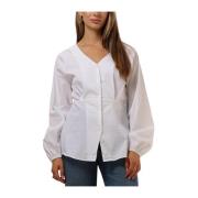 Witte Sculpture Fit Blouse Met Lange Mouwen Object , White , Dames