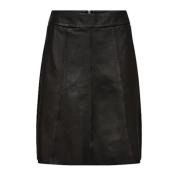 Klassieke A-lijn Leren Rok Zwart MOS Mosh , Black , Dames