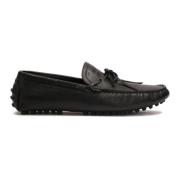 Zwarte leren mocassins met vetersluiting Kazar Studio , Black , Heren