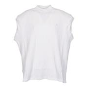 Witte Geribbelde T-shirt Laurie Logo Patch The Attico , White , Dames