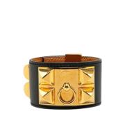 Pre-owned Leather bracelets Hermès Vintage , Black , Dames