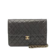 Pre-owned Leather shoulder-bags Chanel Vintage , Black , Dames