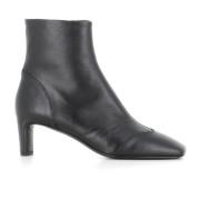 Zwarte leren ritslaarzen DEL Carlo , Black , Dames