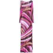 Fuchsia Tule Jurk Abstracte Print Emilio Pucci , Multicolor , Dames