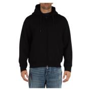 Hoodie met rits in katoenmix Emporio Armani , Black , Heren