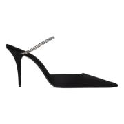 Zwarte Sandalen met Strass en 9cm Hak Saint Laurent , Black , Dames