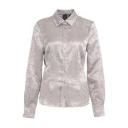 Satijnen Blouse met Kent Kraag Pinko , Gray , Dames