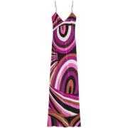 Fuchsia Zijden Jurk met Abstract Patroon Emilio Pucci , Multicolor , D...