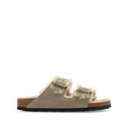 Shearling Lining Sandalen Beige Birkenstock , Beige , Dames