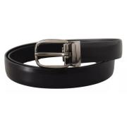 Klassieke zwarte leren riem met chromen gesp Dolce & Gabbana , Black ,...