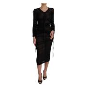 Doorschijnende Bodycon Midi Jurk Zwart Dolce & Gabbana , Black , Dames