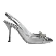 Kristalversierde Mesh Slingback Pumps Dolce & Gabbana , Gray , Dames