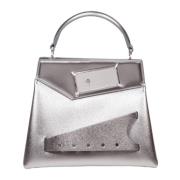 Zilver Metallic Leren Handtas Maison Margiela , Gray , Dames