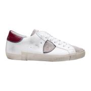 Witte Leren Sneakers met Bourgondische Accenten Philippe Model , White...