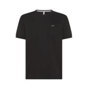 Casual Katoenen T-shirt Sun68 , Black , Heren