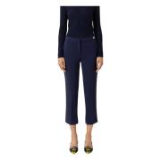 Blauwe Straight Leg Broek met Voorplooi Elisabetta Franchi , Blue , Da...