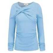 Arctic Blue Wollen Top met Gedraaide Voorkant Jaaf , Blue , Dames