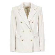 Ivoor Corduroy Blazer Peak Revers Jas D.Exterior , Beige , Dames