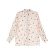 Dierenprint Wijde Mouw Shirt Dixie , Beige , Dames