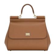 Bruine Sicily Leren Handtas Dolce & Gabbana , Brown , Dames