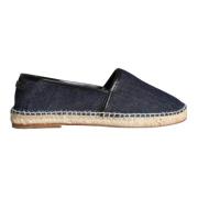 Blauwe Denim Leren Espadrilles Schoenen Dolce & Gabbana , Blue , Dames