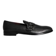 Zwarte leren logo loafers heren jurkschoenen Dolce & Gabbana , Black ,...