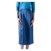 Satijnen rok met achterkant split Max Mara Weekend , Blue , Dames