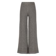 Grijze Wol Viscose Lurex Elastische Taille Broek D.Exterior , Gray , D...