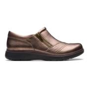 Bronzen Dames Loafer met Rits Clarks , Brown , Dames