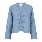 Gewatteerde Denim Jas - Blauw Neo Noir , Blue , Dames