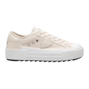 Melk Lage Sneakers met Zilveren Details Philippe Model , Beige , Dames