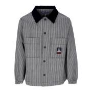 Gestreepte Fluweel Kraag Jas Shirt Usual , Gray , Heren