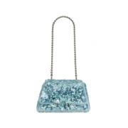 Strik Mini Tas van Polyestermix Self Portrait , Blue , Dames