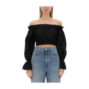 Linnen Cropped Top Tristan Staud , Black , Dames