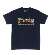 Navy Logo Tee Korte Mouw Katoen Thrasher , Blue , Heren