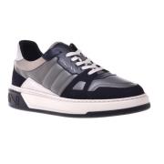 Trainers in grey and blue leather and suede Baldinini , Multicolor , H...