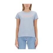 Logo T-shirt, Regular Fit, 100% Katoen A.p.c. , Blue , Dames