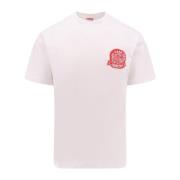 Biologisch Katoenen T-shirt met Varsity Patch Kenzo , White , Heren