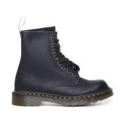 Glanzende Zwarte Veganistische Laarzen met Gele Stiksels Dr. Martens ,...